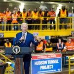 President Joe Biden delivers remarks on infrastructure investments in the Hudson River Tunnel Project