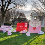 The North Lawn and the East Landing are decorated by the First Lady for Valentine’s Day, Wednesday, February 14, 2024.