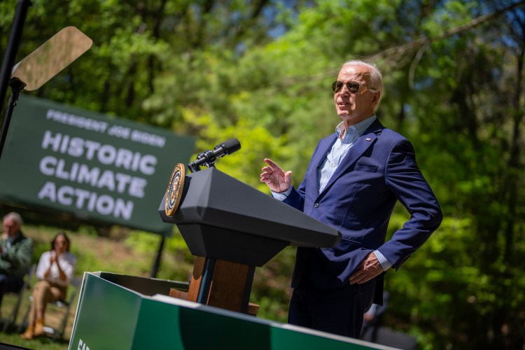 President Joe Biden delivers remarks at an Earth Day event