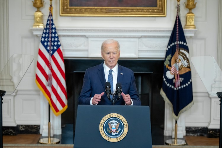 President Joe Biden delivers remarks on the war between Israel and Hamas in Gaza, Friday, May 31, 2024, in the State Dining Room of the White House.