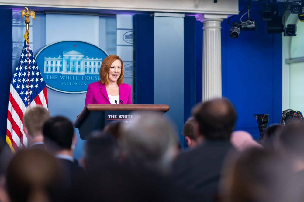 Press Secretary Jen Psaki holds a press briefing on Wednesday, Aug. 4, 2021, in the James S. Brady Press Briefing Room of the White House.
