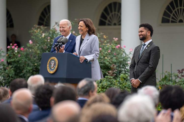 Vice President Kamala Harris delivers remarks announcing the first-ever White House Office of Gun Violence Prevention, Friday, September 22, 2023 in the White House Rose Garden.