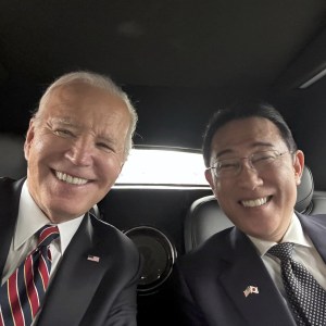 Selfie of President Biden and Prime Minister Kishida Fumio of Japan