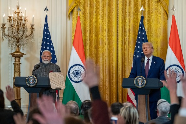 President Donald J. Trump hosts Prime Minister Narendra Modi of India at the White House, Thursday, February 13, 2025. (Official White House Photo by Joyce N. Boghosian.)