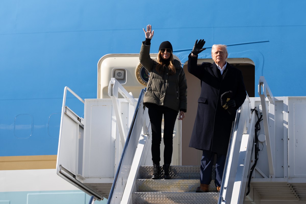 President Donald J. Trump and First Lady Melania Trump board Air Force One at Joint Base Andrews, Md., Friday, Jan. 24, 2025, en route to Asheville, North Carolina  (Official White House Photo by Andrea Hanks)