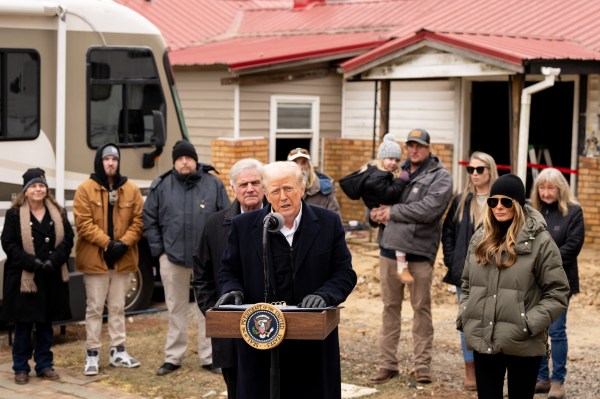 President Donald J. Trump and First Lady Melania Trump meet with homeowners and families affected by Hurricane Helene in Swannanoa, North Carolina , Friday, Jan. 24, 2025. (Official White House Photo by Andrea Hanks)
