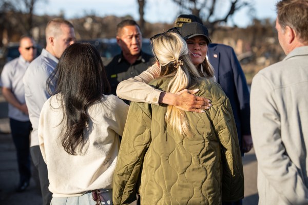 President Donald J. Trump and First Lady Melania Trump visit with resident as they tour the Pacific Palisades neighborhood affected by recent wildfires in Los Angeles, Friday, Jan. 24, 2025. (Official White House Photo by Andrea Hanks)