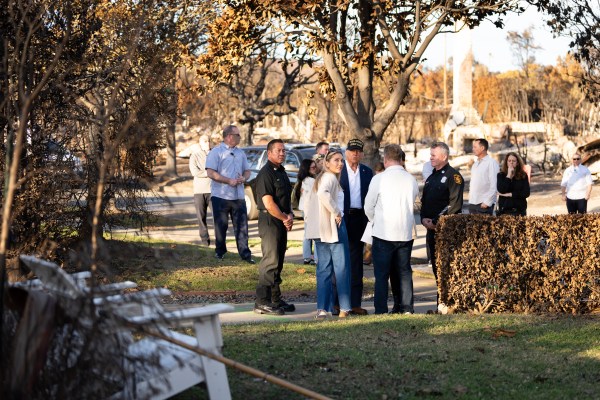 President Donald J. Trump and First Lady Melania Trump visit with resident as they tour the Pacific Palisades neighborhood affected by recent wildfires in Los Angeles, Friday, Jan. 24, 2025. (Official White House Photo by Andrea Hanks)