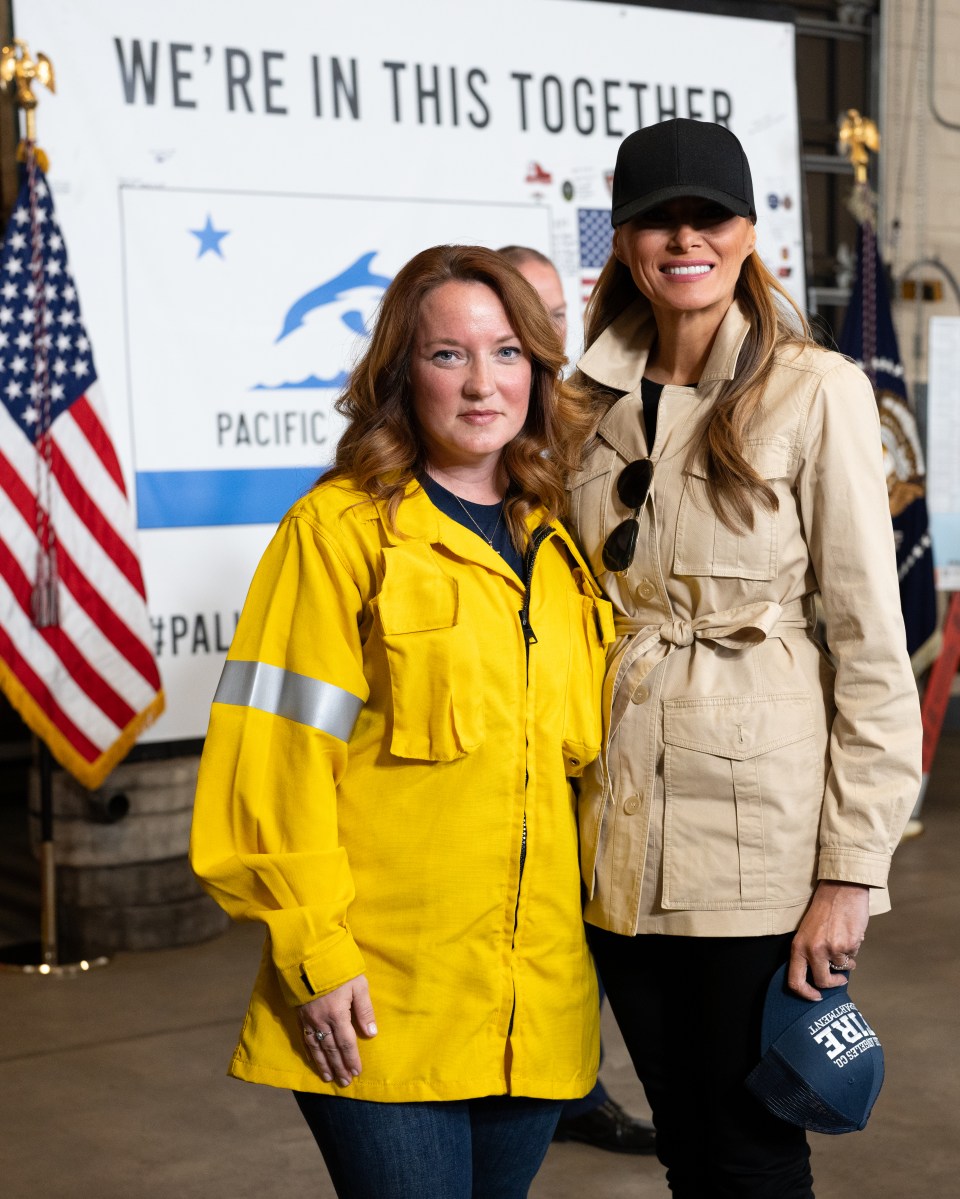 President Donald J. Trump and First Lady Melania Trump participate in a briefing after a tour of the Pacific Palisades neighborhood affected by recent wildfires in Los Angeles, Friday, Jan. 24, 2025 (Official White House Photo by Andrea Hanks)