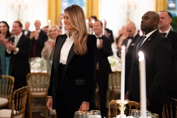 Guests at the governor’s ball acknowledge First Lady Melania Trump in the East Room of the White House, Saturday, February 22, 2025.  (Official White House Photo by Andrea Hanks)