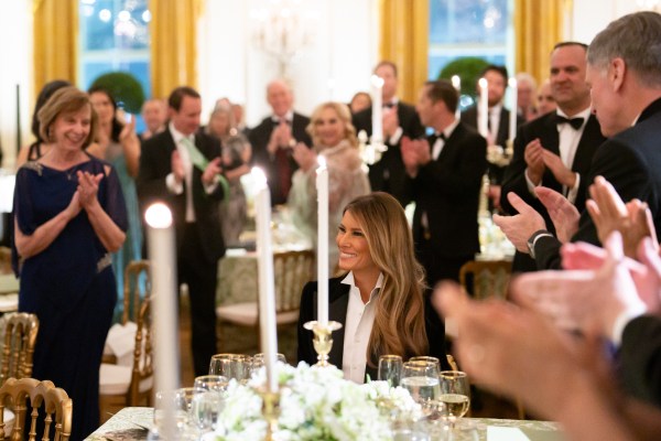 Guests at the governor’s ball acknowledge First Lady Melania Trump in the East Room of the White House, Saturday, February 22, 2025.  (Official White House Photo by Andrea Hanks)