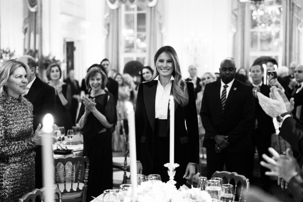 Guests at the governor’s ball acknowledge First Lady Melania Trump in the East Room of the White House, Saturday, February 22, 2025.  (Official White House Photo by Andrea Hanks)