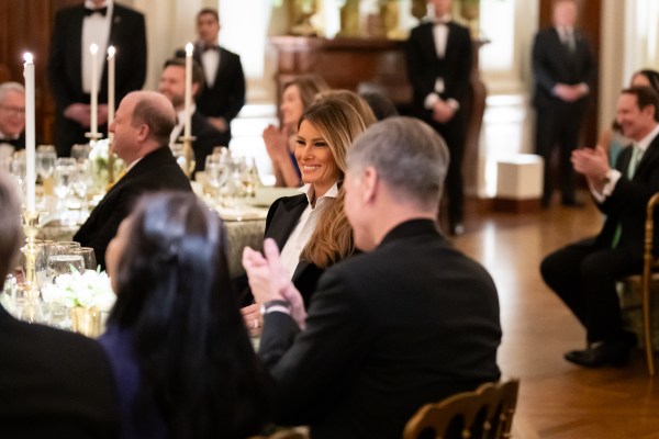 Guests at the governor’s ball acknowledge First Lady Melania Trump in the East Room of the White House, Saturday, February 22, 2025.  (Official White House Photo by Andrea Hanks)