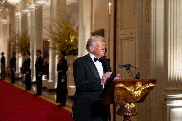 President Donald Trump makes remarks at a black-tie dinner for the nation’s governors, Saturday, February 22, 2025, in the East Room of the White House.  (Official White House Photo by Andrea Hanks)
