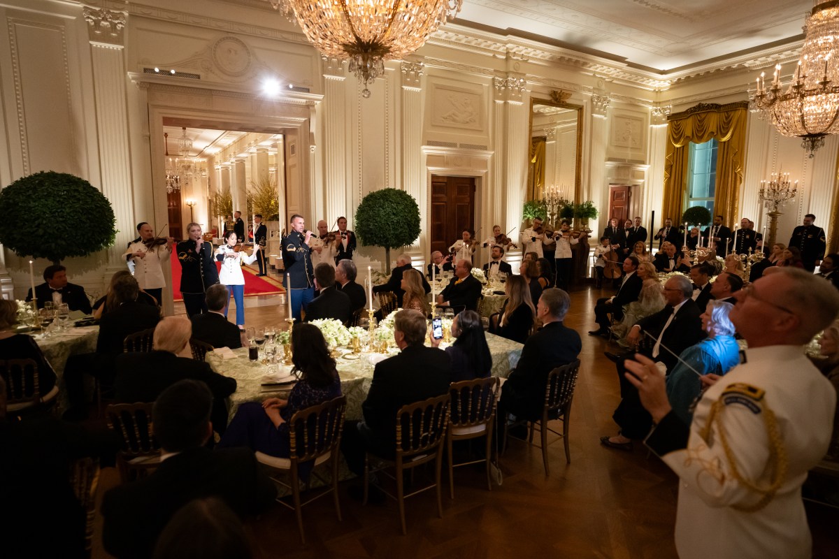 The United States Army Chorus and Strings performs for President Donald Trump and First Lady Melania Trump, Saturday, February 22, 2025, in the East Room of the White House. (Official White House Photo by Andrea Hanks)