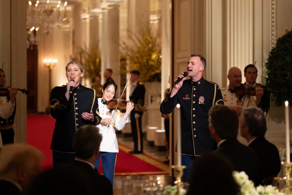 The United States Army Chorus and Strings performs for President Donald Trump and First Lady Melania Trump, Saturday, February 22, 2025, in the East Room of the White House. (Official White House Photo by Andrea Hanks)