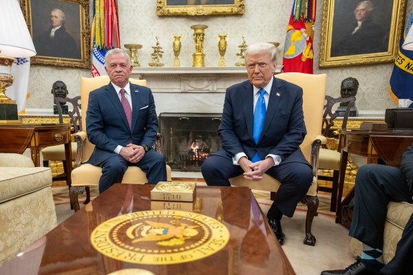 President Donald Trump hosts an expanded bilateral meeting and working lunch with King Abdullah II of Jordan and his son, Crown Prince Hussein bin Abdullah, Tuesday, February 11, 2025, in the Cabinet Room of the White House. (Official White House Photo by Daniel Torok)
