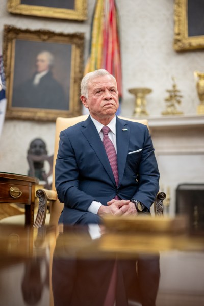 President Donald Trump hosts an expanded bilateral meeting and working lunch with King Abdullah II of Jordan and his son, Crown Prince Hussein bin Abdullah, Tuesday, February 11, 2025, in the Cabinet Room of the White House. (Official White House Photo by Daniel Torok)