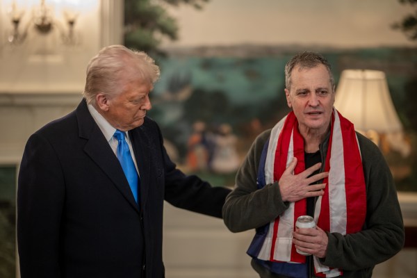 President Donald J. Trump greets Marc Fogel at the White House after his release from a Russian prison, Tuesday, February 11, 2025. (Official White House Photo by Daniel Torok)