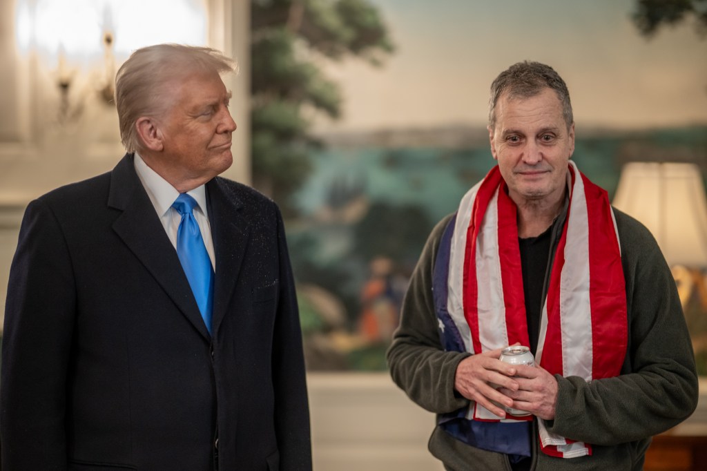President Donald J. Trump greets Marc Fogel at the White House after his release from a Russian prison, Tuesday, February 11, 2025. (Official White House Photo by Daniel Torok)