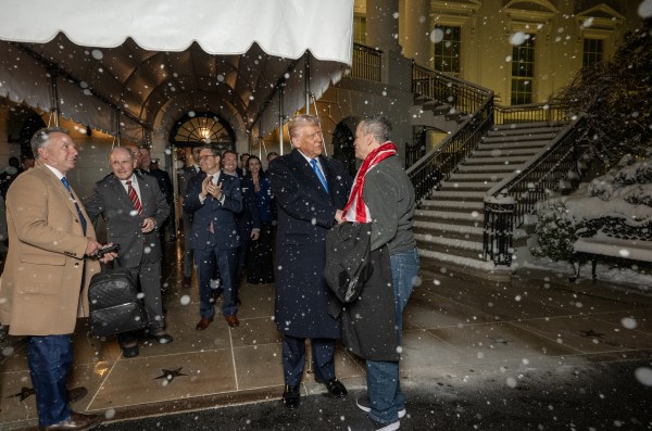 President Donald J. Trump greets Marc Fogel at the White House after his release from a Russian prison, Tuesday, February 11, 2025. (Official White House Photo by Daniel Torok)