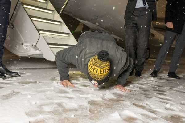 Marc Fogel exiting the plane upon landing back in the United States, Tuesday, February 11, 2025. (Official White House Photo by Daniel Torok)