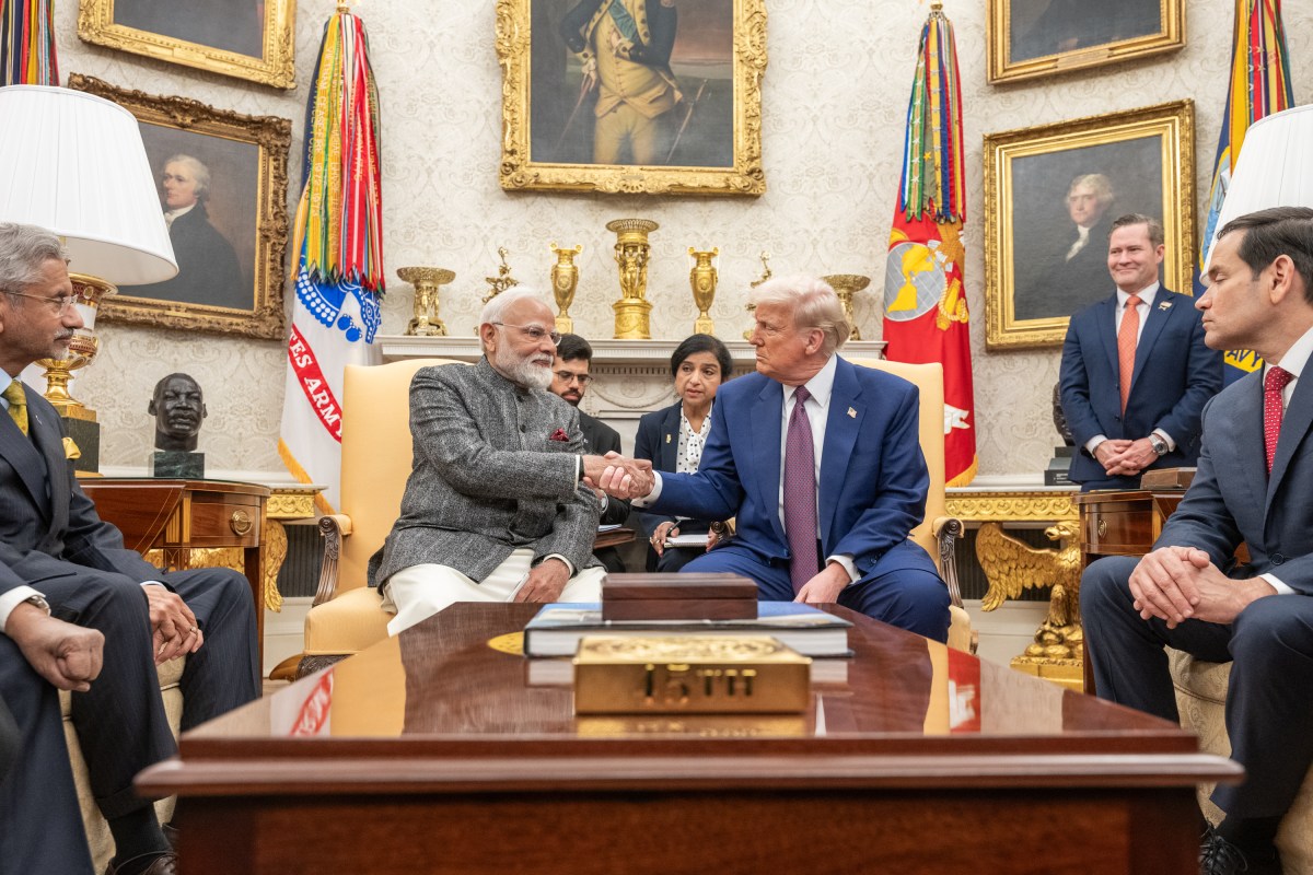 President Donald Trump hosts a bilateral meeting with Prime Minister Narendra Modi of India, Thursday, February 13, 2025, in the Oval Office.(Official Photo by Molly Riley)