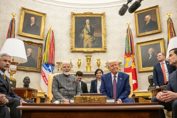 President Donald Trump hosts a bilateral meeting with Prime Minister Narendra Modi of India, Thursday, February 13, 2025, in the Oval Office.(Official Photo by Molly Riley)