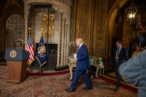 President Donald Trump takes questions after signing Executive Orders, Tuesday, February 18, 2025, at his Mar-a-Lago resort in Palm Beach, Florida. (Official White House Photo by Daniel Torok)

President Donald Trump signs Executive Orders, Tuesday, February 18, 2025, at his Mar-a-Lago resort in Palm Beach, Florida. (Official White House Photo by Daniel Torok)