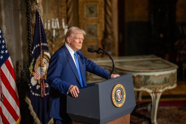 President Donald Trump takes questions after signing Executive Orders, Tuesday, February 18, 2025, at his Mar-a-Lago resort in Palm Beach, Florida. (Official White House Photo by Daniel Torok)

President Donald Trump signs Executive Orders, Tuesday, February 18, 2025, at his Mar-a-Lago resort in Palm Beach, Florida. (Official White House Photo by Daniel Torok)