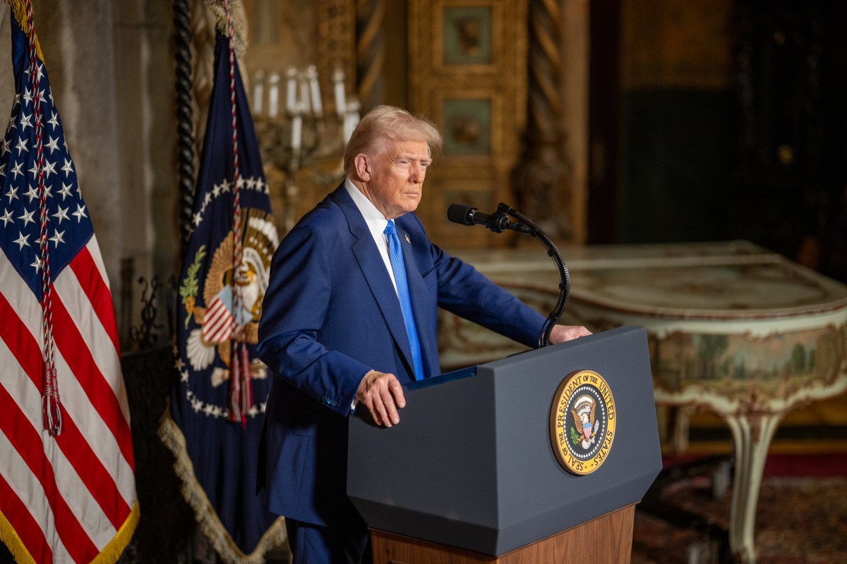President Donald Trump takes questions after signing Executive Orders, Tuesday, February 18, 2025, at his Mar-a-Lago resort in Palm Beach, Florida. (Official White House Photo by Daniel Torok)

President Donald Trump signs Executive Orders, Tuesday, February 18, 2025, at his Mar-a-Lago resort in Palm Beach, Florida. (Official White House Photo by Daniel Torok)