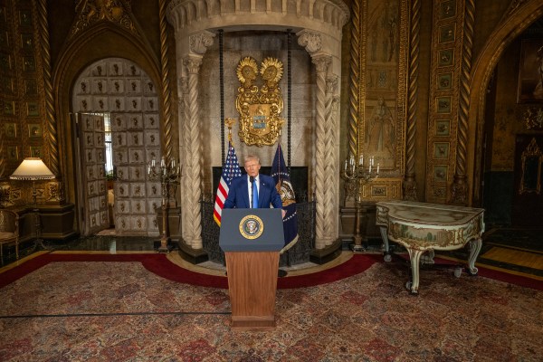 President Donald Trump takes questions after signing Executive Orders, Tuesday, February 18, 2025, at his Mar-a-Lago resort in Palm Beach, Florida. (Official White House Photo by Daniel Torok)

President Donald Trump signs Executive Orders, Tuesday, February 18, 2025, at his Mar-a-Lago resort in Palm Beach, Florida. (Official White House Photo by Daniel Torok)