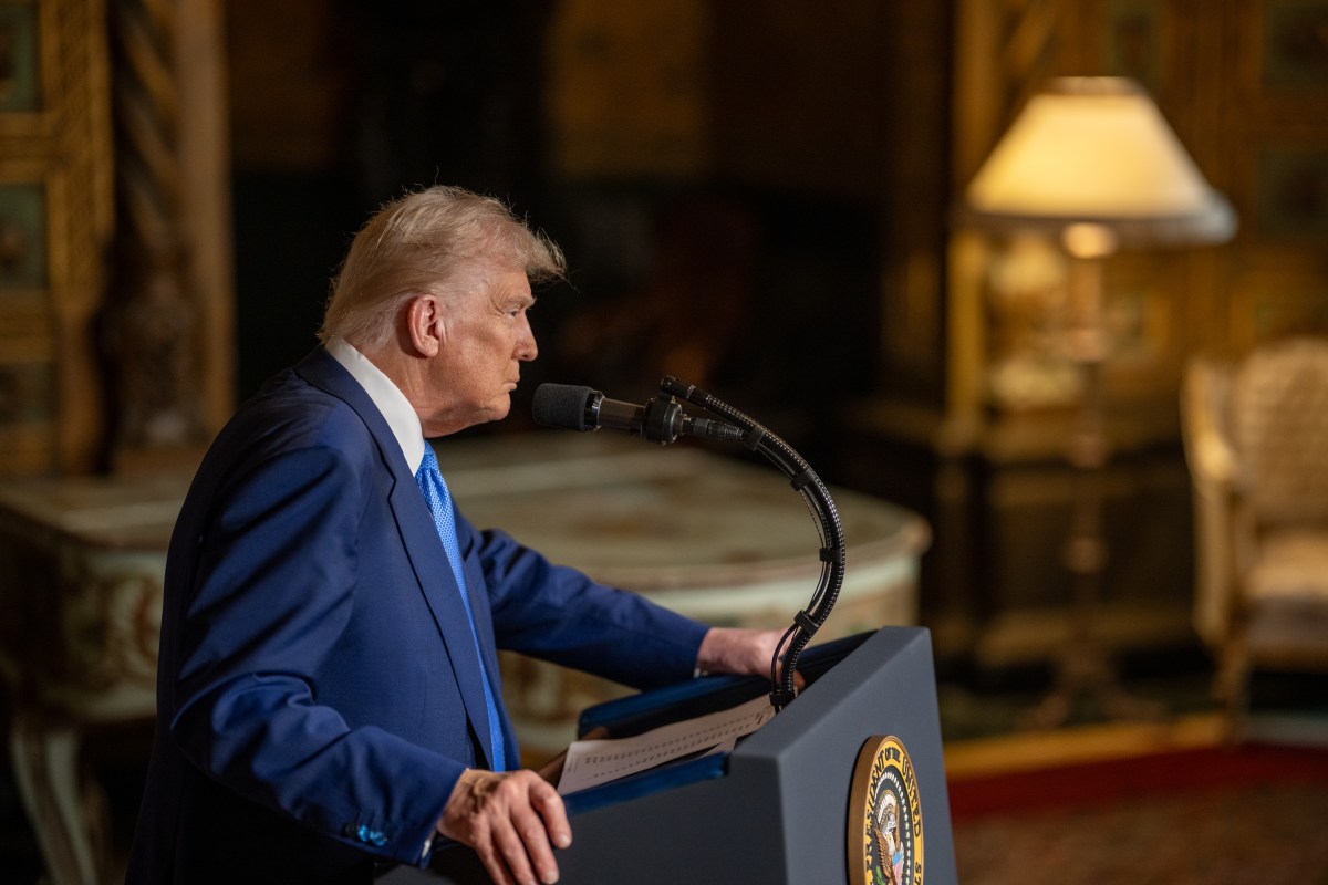 President Donald Trump takes questions after signing Executive Orders, Tuesday, February 18, 2025, at his Mar-a-Lago resort in Palm Beach, Florida. (Official White House Photo by Daniel Torok)

President Donald Trump signs Executive Orders, Tuesday, February 18, 2025, at his Mar-a-Lago resort in Palm Beach, Florida. (Official White House Photo by Daniel Torok)