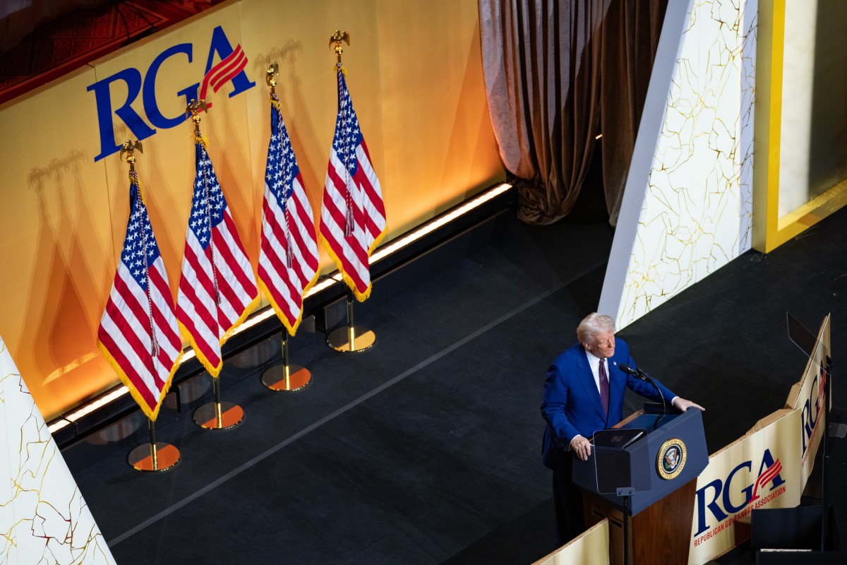 President Donald Trump addresses the Republican Governors Association, Thursday, February 20, 2025, at the National Building Museum in Washington, D.C. (Official White House Photo by Gabriel B Kotico.)