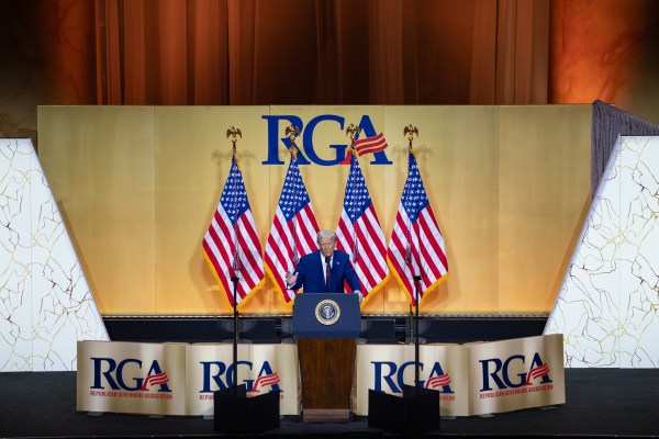 President Donald Trump addresses the Republican Governors Association, Thursday, February 20, 2025, at the National Building Museum in Washington, D.C. (Official White House Photo by Gabriel B Kotico.)