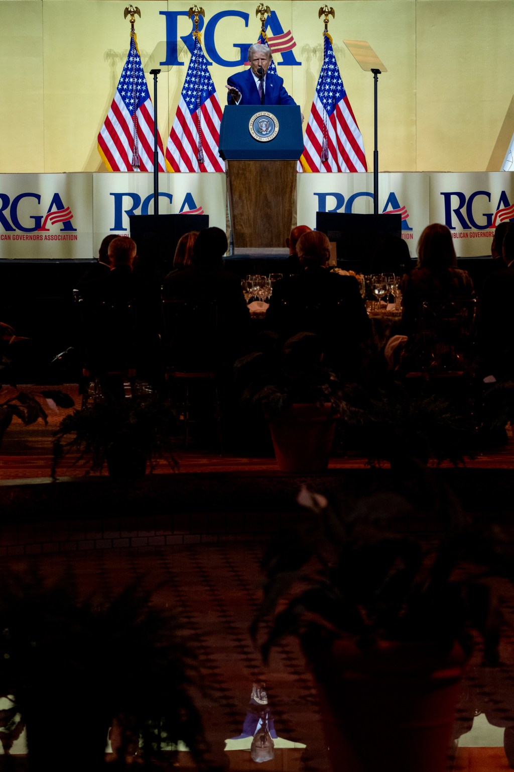 President Donald Trump addresses the Republican Governors Association, Thursday, February 20, 2025, at the National Building Museum in Washington, D.C. (Official White House Photo by Gabriel B Kotico.)