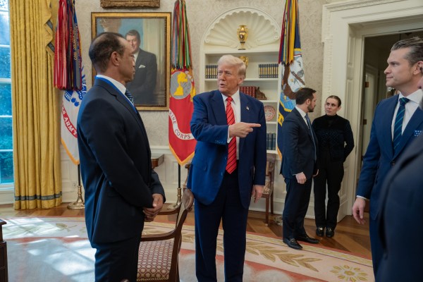 President Donald Trump meets with Tiger Woods in the Oval Office, Thursday, February 20, 2025. (Official White House Photo by Joyce N. Boghosian)