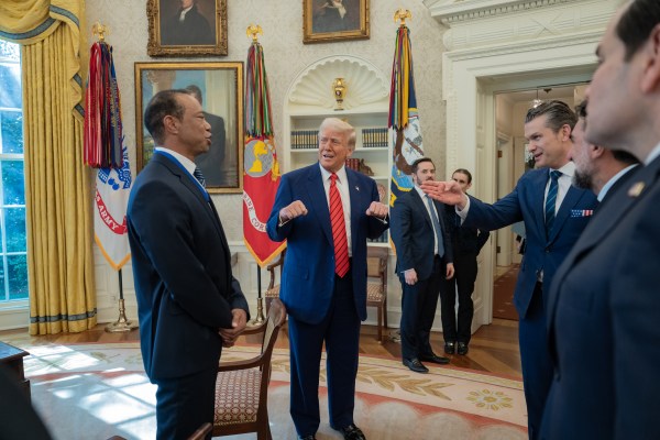 President Donald Trump meets with Tiger Woods in the Oval Office, Thursday, February 20, 2025. (Official White House Photo by Joyce N. Boghosian)