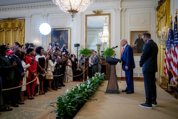 President Donald Trump hosts a reception honoring Black History Month, Thursday, February 20, 2025, in the East Room of the White House.(Official White House Photo by Molly Riley)