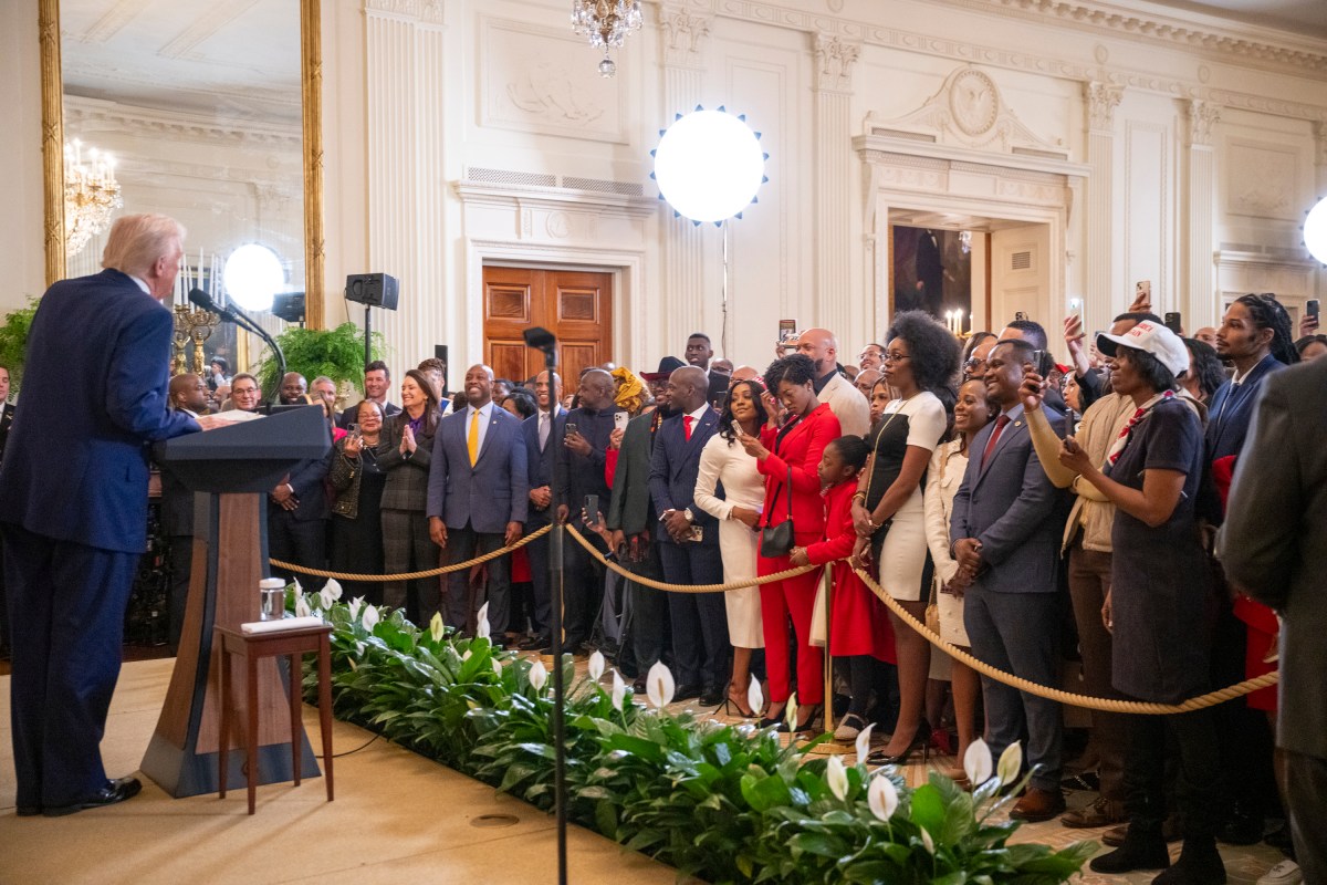 President Donald Trump hosts a reception honoring Black History Month, Thursday, February 20, 2025, in the East Room of the White House.(Official White House Photo by Molly Riley)