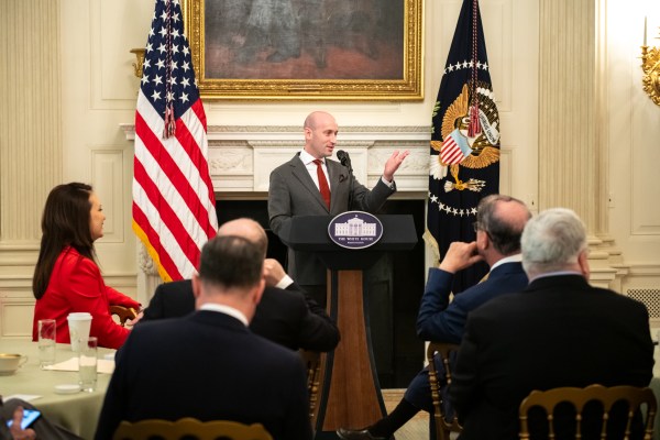 President Donald Trump delivers remarks at a business session with the nation’s governors, Friday, February 21, 2025, in the State Dining Room of the White House. (Official White House Photo by Harrison Koeppel)
