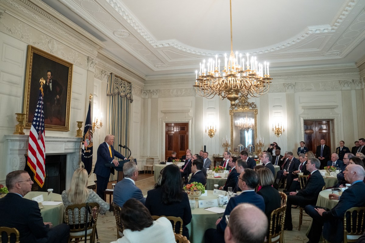 President Donald Trump delivers remarks at a business session with the nation’s governors, Friday, February 21, 2025, in the State Dining Room of the White House. (Official White House Photo by Joyce N. Boghosian)