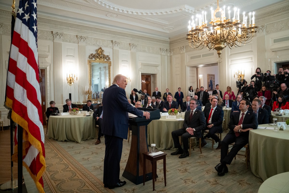 President Donald Trump delivers remarks at a business session with the nation’s governors, Friday, February 21, 2025, in the State Dining Room of the White House. (Official White House Photo by Joyce N. Boghosian)