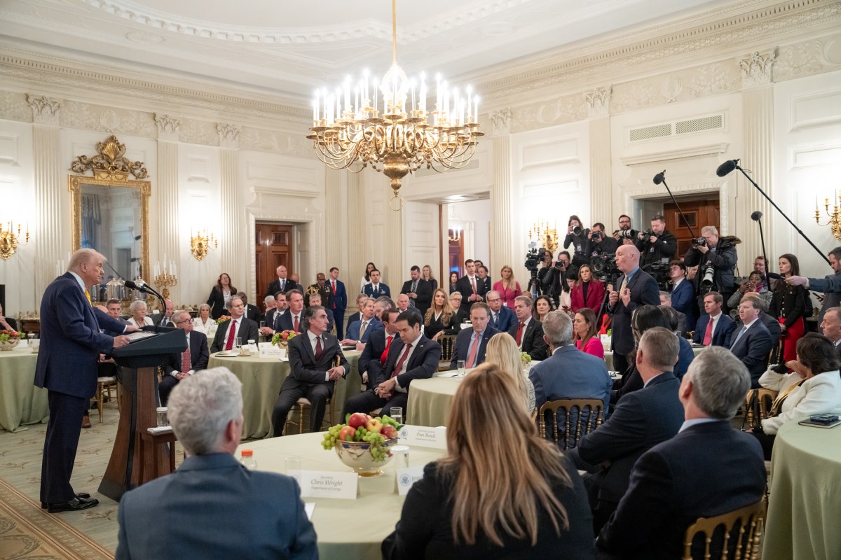President Donald Trump delivers remarks at a business session with the nation’s governors, Friday, February 21, 2025, in the State Dining Room of the White House. (Official White House Photo by Joyce N. Boghosian)
