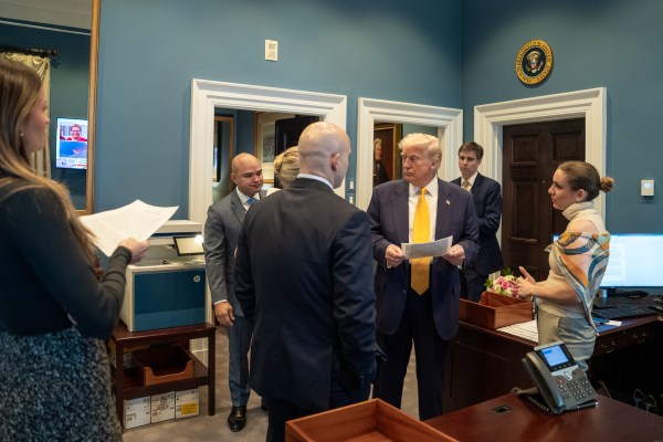 President Donald Trump delivers remarks at a business session with the nation’s governors, Friday, February 21, 2025, in the State Dining Room of the White House. (Official White House Photo by Joyce N. Boghosian)