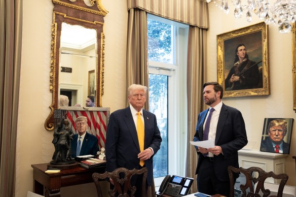 President Donald Trump makes remarks at the swearing-in of Commerce Secretary Howard Lutnick, Friday, February 21, 2025, in the Oval Office.

Commerce Secretary Howard Lutnick is sworn in Friday, February 21, 2025, in the Oval Office.
(Official White House Photo by Joyce N. Boghosian)