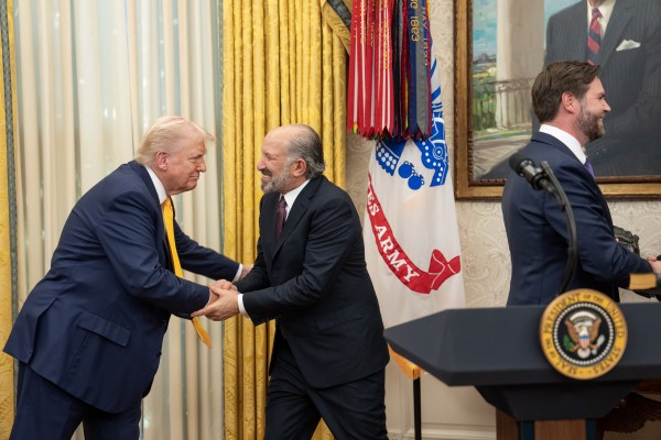 President Donald Trump makes remarks at the swearing-in of Commerce Secretary Howard Lutnick, Friday, February 21, 2025, in the Oval Office.

Commerce Secretary Howard Lutnick is sworn in Friday, February 21, 2025, in the Oval Office.
(Official White House Photo by Joyce N. Boghosian)
