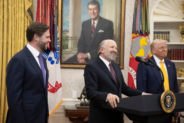 President Donald Trump makes remarks at the swearing-in of Commerce Secretary Howard Lutnick, Friday, February 21, 2025, in the Oval Office.(Official White House Photo by Molly Riley)