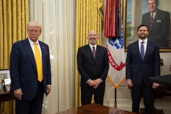 President Donald Trump makes remarks at the swearing-in of Commerce Secretary Howard Lutnick, Friday, February 21, 2025, in the Oval Office.(Official White House Photo by Molly Riley)