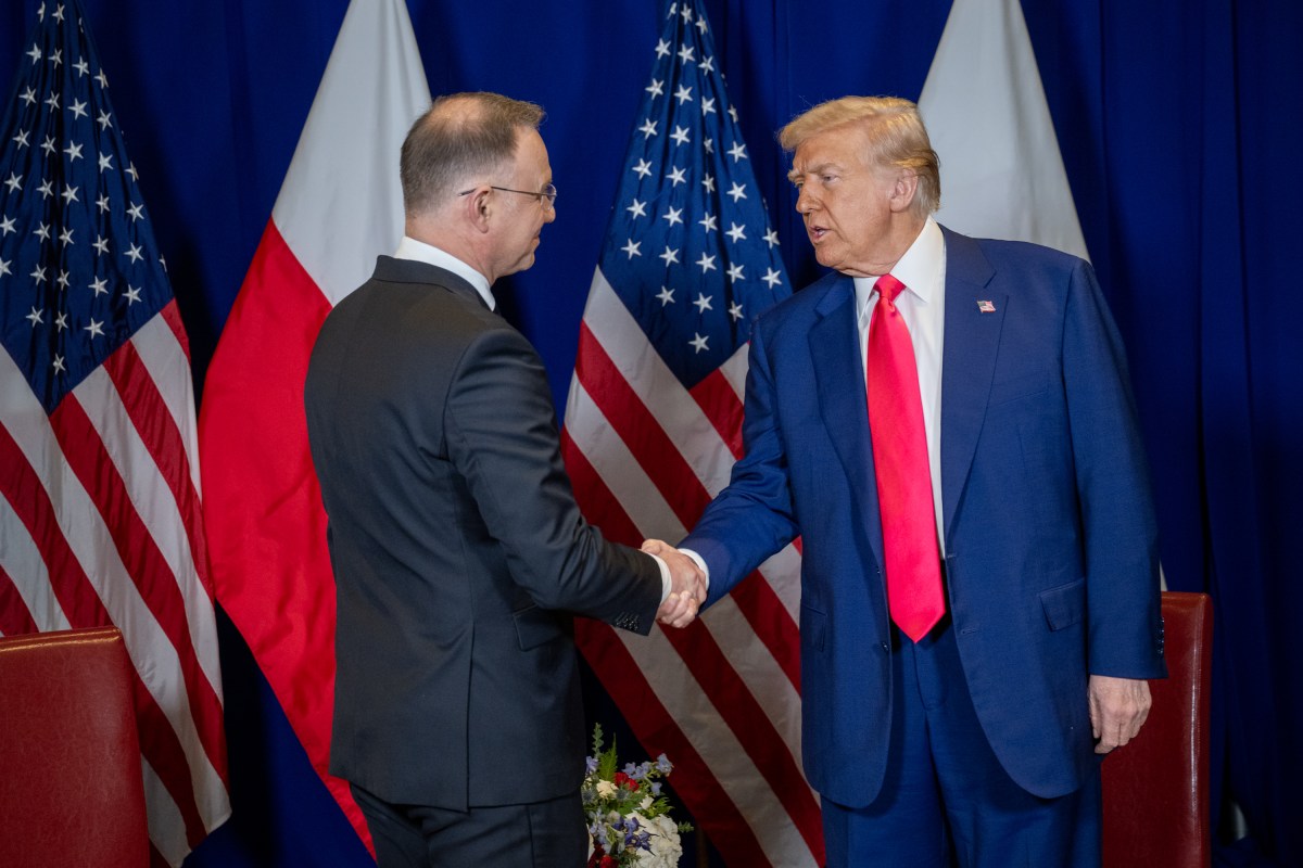 President Donald Trump meets with Polish President Andrzej Duda at the Gaylord National Resort & Convention Center, in Oxon Hill, Maryland, on Saturday, February 22, 2025. (Official White House Photo by Molly Riley)